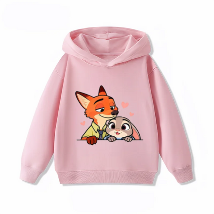 Potdemiel Zootopia Judy and Nick Children's Hoodies, Boys' and Girls' Autumn and Winter Warm Children's Hooded Sweatshirts