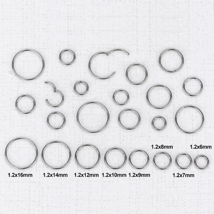 1Pc 316L Stainless Steel Hinged Segment Nose Ring Ear Cartilage Tragus Helix Lip Piercing Nose Hoop Body Piercing Jewelry
