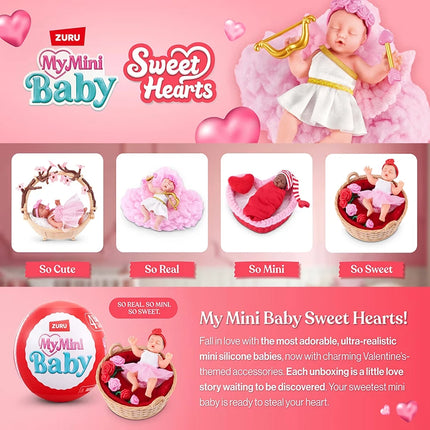 ZURU My Mini Baby Sweet Hearts Mystery Capsule surprise Baby Doll Toy with Accessories Collectible by Valentine's Day gift