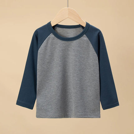1/4 Pack 2025 New Spring and Autumn Children's Color-Block Long-sleeved T-shirt for Boys and Girls Casual Joker T-shirt