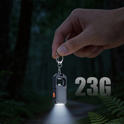 Portable Keychain Mini Flashlight USB C Rechargeable LED Emergency Charging Light Camping Walking Pocket Lamp With Bottle Opener