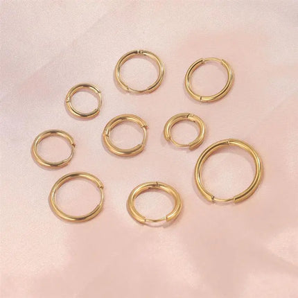 10pcs Stainless Steel Small Hoops Earring Piercing Ear Cartilage 8-20mm Women Men Stainles Steel Round Circle Pendientes