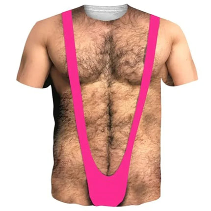 Funny Muscle Body 3D Printed T-shirt Mlae  Designer Clothes Streetwear Short Sleeve Top Tees Ugly Chest Hair T Shirt Clothing ﻿