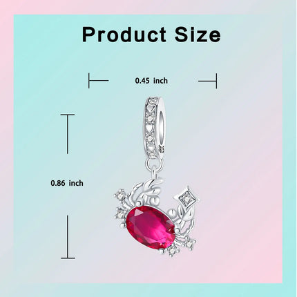 925 Sterling Silver January-December Birthday Stone Love Zircon Pendant Bead Fit Charms Necklace Bracelet Women Jewelry DIY Gift