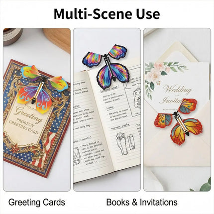 20PCS Color Magic Flying Butterfly Rubber Rubber Band Wind Up Toy Exquisite Bookmarks Gift Party Surprises Wedding Decorations