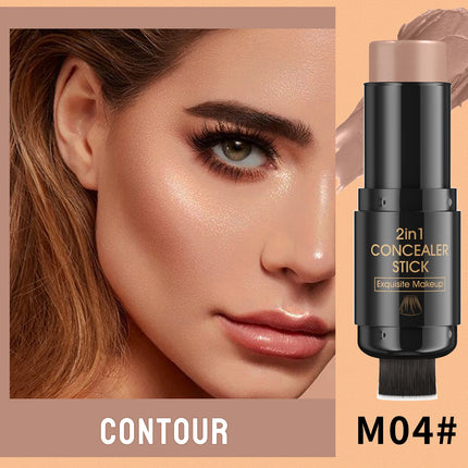 Double-head Face Bronzer Contour Stick Cream Makeup Light Dark Shadow Lasting Concealer Facial Brighten Contouring With Brush