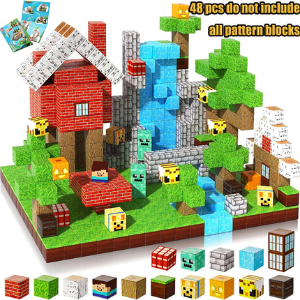Magnetic Building Blocks New Mine World Magnetic Snow Ice Castle Construction Brick Cube STEM Boy Girl Children Toy Set Gift