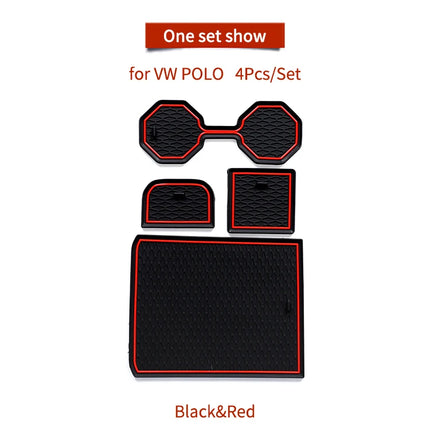 for VW Volkswagen POLO MK6 AW 2018 - 2023 Anti-slip Gate Slot Mat Car Door Groove Cup Pad Interior Accessories