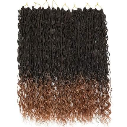 Synthetic Goddess Box Braid Crochet Hair 24" Honey Blonde Boho Bohemian Pre-looped Platinum Blonde Braiding Hair with Curly Ends