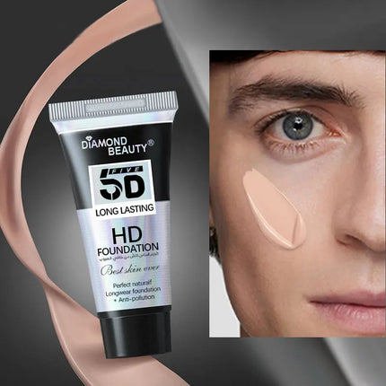 5D Liquid Foundation Make-up Men's Suede Perfect Concealer Nourishing&Moisturizing Full Cover High Capacity Natural Naked Makeup