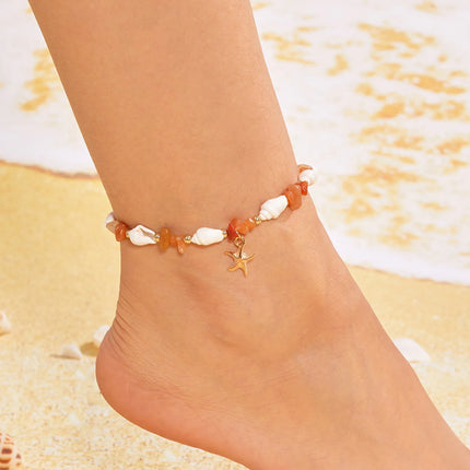 Boho Irregular Gravel Beaded Stone Anklets For Women Summer Ocean Beach Handmade Ankle Bracelet Foot Leg Chain Gift Accessories