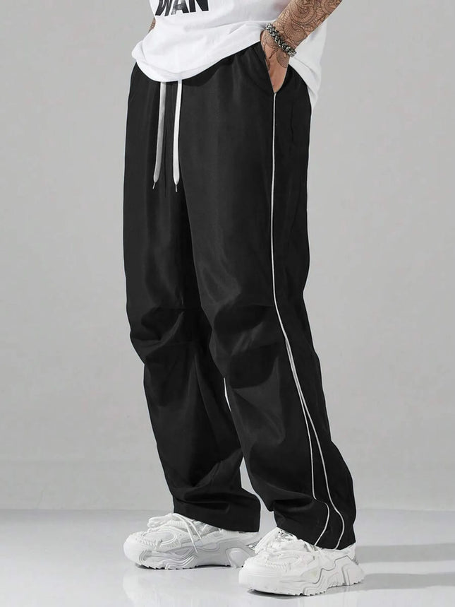 Spring Summer New Men American Streetwear Vintage Functional Cargo Pants Outdoor Sports Casual Loose Straight Leg Trousers