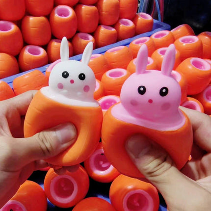 Squishy Carrot Rabbit Squeeze Telescopic Toys Kids Children's Radish Rabbit Cup Pinch Music Toy Creative Stress Relief Gift