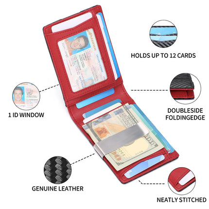 Ultra-Thin Carbon Fiber Wallet for Men - RFID Blocking Dollar Clip Design, Slim Synthetic Leather Card Holder Minimalist Style