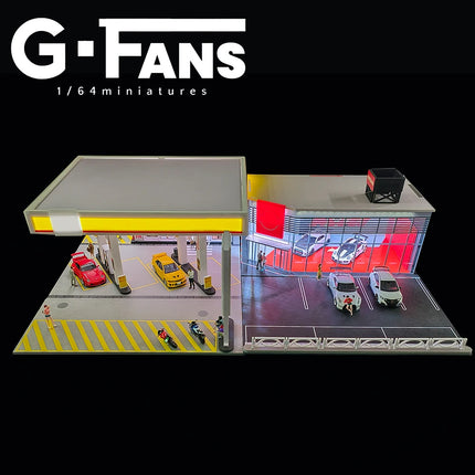 1:64 Scale Miniatures Building Scene Car Parking Lot Model Lighting Version Car Garage Diorama Models Simulation Collection Gift