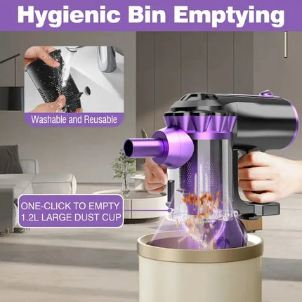 600W Portable Corded Handheld Vacuum Cleaner 18KPa Powerful Low Noise 48dB 4-in-1 Lightweight Stick Design for Household Use