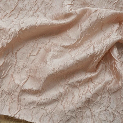 Blush Textured Jacquard Fabric Spring Fall Minimalist Cosmetic Bag Lightweight Elegant Women Sustainable Organic Embossed