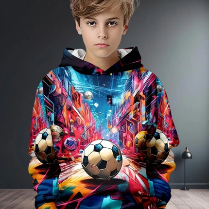 Kids Clothes Boys Hoodies Long Sleeve 3D Football Print Children Spring Fall Clothes Casual Outdoor Active Boys Clothing Tops