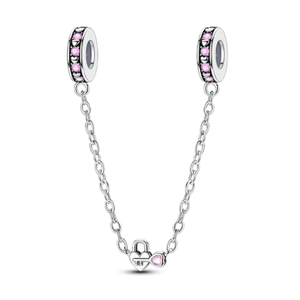Sparkling Clear Silver Safety Chain 925 Sterling Silver Safety Chain Charm Beads Fit Original Bangle Bracelet DIY Jewelry
