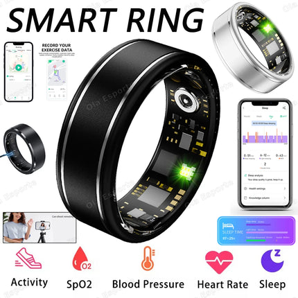 New Smart Ring 2026 Heart Rate Blood Pressure Sleep Monitoring Motion Tracking IP68 Waterproof Men Women Smart Ring Holiday Gift