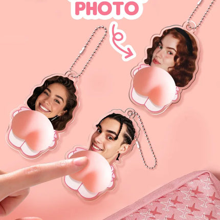 Custom Face Keychain with Soft Squishy Butt Personalized Funny Photo Key Ring Unique Gift for Friends
