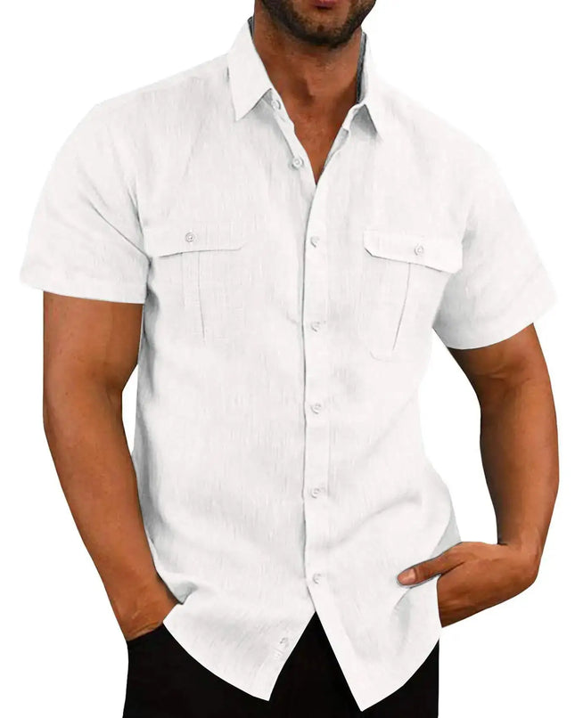 Cotton Linen Hot Sale Men Short-Sleeved Shirts Summer Solid Color Comfort Collar Casual Beach Style Plus SizeMale Shirts M-4XL