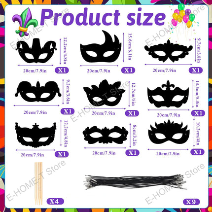 Mardi Gras Mask Scratch Cards Carnival Prom Scratch Art Masquerade Rainbow Scratch Off DIY Hanging Mask Mardi Gras Party