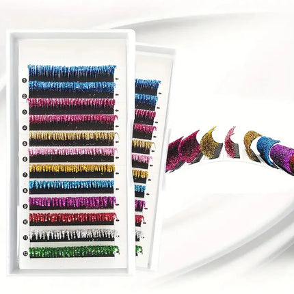 Fashion Glitter Lash Extensions Crystal Colorful Individual False Lash Mix Colors Shiny Russian Volume Professional Lash