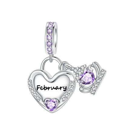 925 Sterling Silver January-December Birthday Stone Love Zircon Pendant Bead Fit Charms Necklace Bracelet Women Jewelry DIY Gift