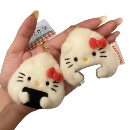 iigen Sanrio Hello Kitty Rice and Vegetable Sushi Pendant Keychain Cute Plush Cat Doll Bag Hanging Pendant Jewelry Accessories
