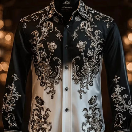 Men Luxury Western Lion Long Sleeve Button Up Shirt Floral Gold 3d Print Hawaiian Shirt Men Women Fashion Design Blouse Slim New