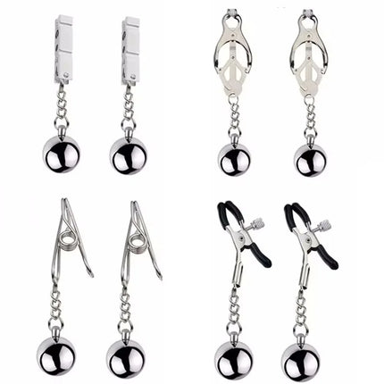 Heavy Nipple Clamp Clips Weight Slave Stimulator Metal Nipple Clips With Ball Weight Breast Bondage Restraint Sex Toy Woman