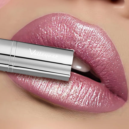 Waterproof Glitter Lipstick - Long-Lasting Shimmering Lipstick with Metallic Finish, All Skin Types, Adult Use, Beauty Lipstick