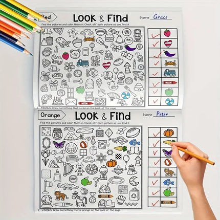 32 Pages Without Repetition Search for Items Game Look and Find Coloring Book Develop Kids Focus and Observation Exercise Book
