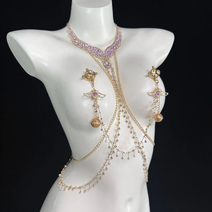 Amethyst Bell Nipple Clip All-in-One Erotic Nipple Chains 5 Sizes of Butt Plugs Breast Stimulation Sexy Accessories BDSM Sex Toy