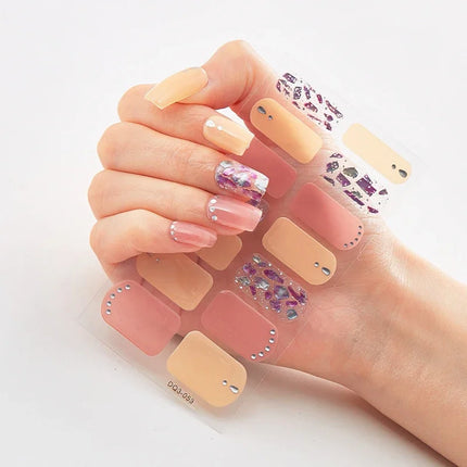 UV Semi-Cured Gel Nail Wraps Stickers Strips French Long Lasting Full Cover LED Gel Semi Cured Nail Sliders For Nail Extension