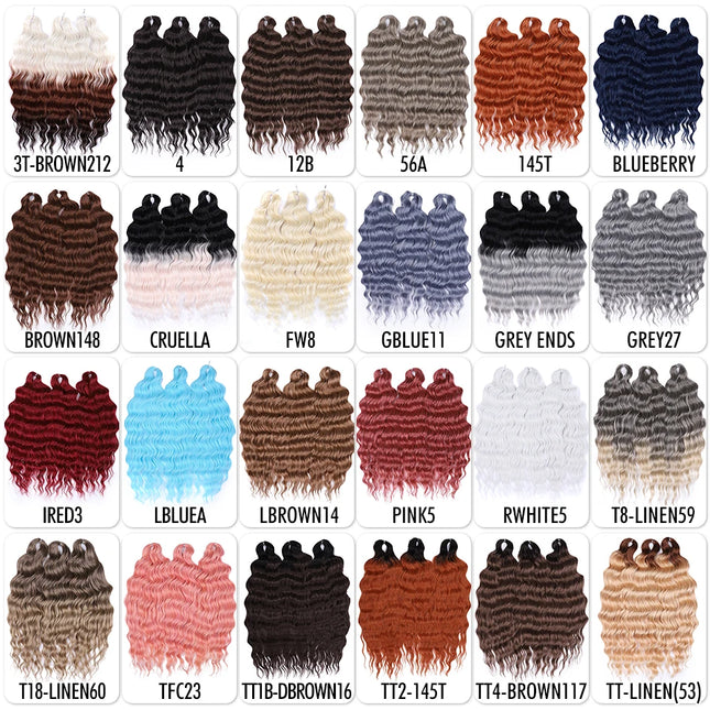 Anna 24 Inch Synthetic Deep Wave Braiding Hair Extensions Braid Hair Ombre Rainbow Red Orange Twist Crochet Curly Hair