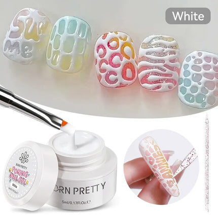 New Pretty 5ml Poke Poke Nail Art Gel Glue Black White Wave Texture Nail Painting Art Gel Soak Off UV LED Varnish 2026 Hot