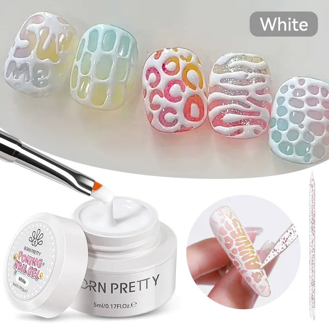 New Pretty 5ml Poke Poke Nail Art Gel Glue Black White Wave Texture Nail Painting Art Gel Soak Off UV LED Varnish 2026 Hot