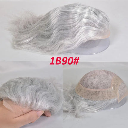 Bleached Knots Men Toupee Lace Front Hair Prosthesis Man Lace PU Base Indian Human Hair Wigs Natural Hair Replacement Hairline