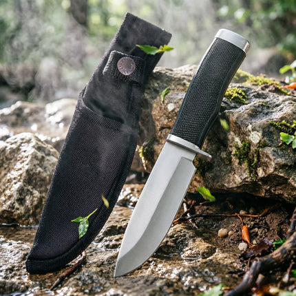 Outdoor knife, fixed straight-blade design, stainless steel fruit knife, non-slip handle, ideal for camping, hiking, and fishing