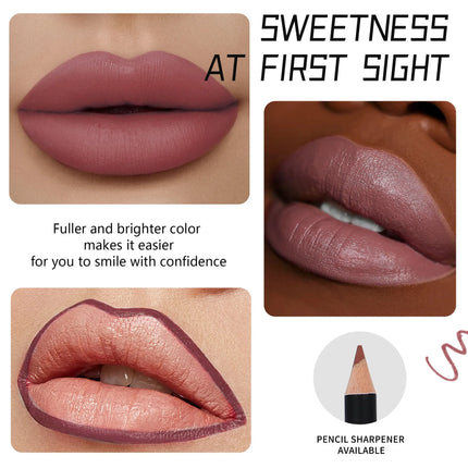 12pcs Professional Lip Liner Pens Set 12 Colors Matte Non-Stick Nude Lipstick Pencils Long-Lasting Moisturizing Lip Makeup Kit