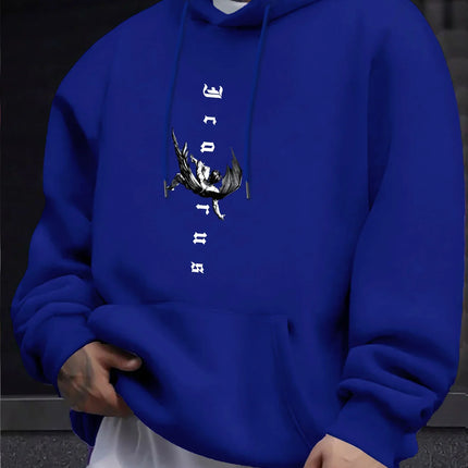 Oversized Unisex Royal Blue Hoodie Angel Demon Double Side Print 2026 Spring Autumn Korean Ulzzang Y2K Viral Street Sweatshirt