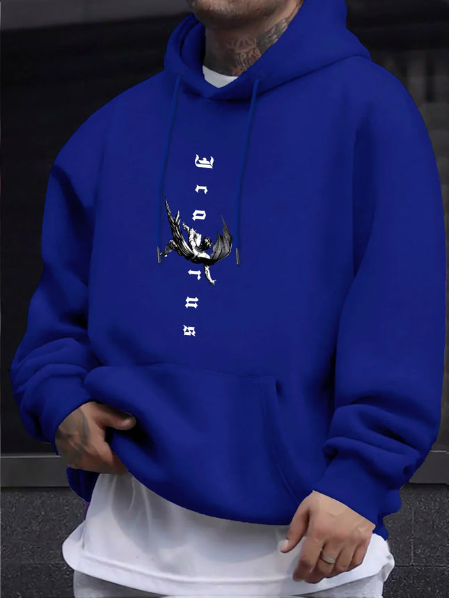 Oversized Unisex Royal Blue Hoodie Angel Demon Double Side Print 2026 Spring Autumn Korean Ulzzang Y2K Viral Street Sweatshirt
