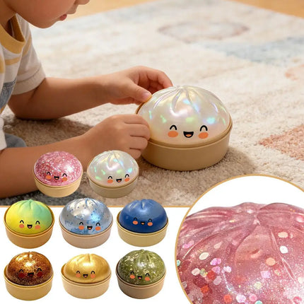 Reusable Desk Fidget Squeeze Toy Relaxation Gift Realistic Crystal Steamer Bun Slow Rising Squishy Toy Soft Dumpling Stress Ball