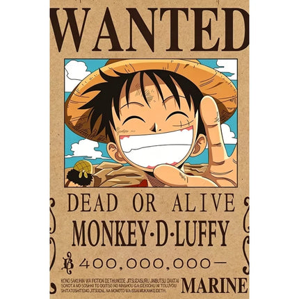 One Piece Wanted Poster Canvas Painting Print Picture Wall Art Bounty Anime Wall Bedroom Mural Luffy Zoro  Living Home Decor