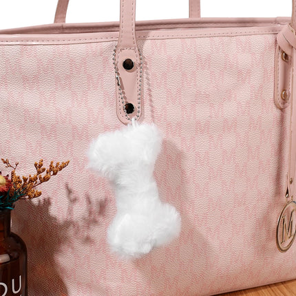 New Cute Dog Bone Pendant Key Ring Plush Keychain Soft Stuffed Keyrings for Boy Girl for Bag Decorations Student Accessories