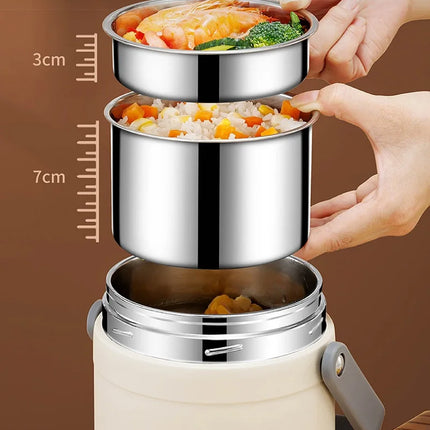 100-240V Electric Lunch Box 12V Car Rice Cooker Portable 304 Stainless Steel Double Layer Linner Thermal Insulation Lunch Box