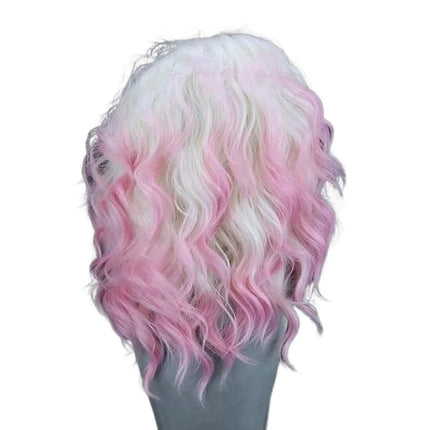 White Ombre Pink Short Bob Body Wave Lace Front Wig Synthetic And Blend 13x4 HD Glueless Heat Resistant Wig On Clearance Sale