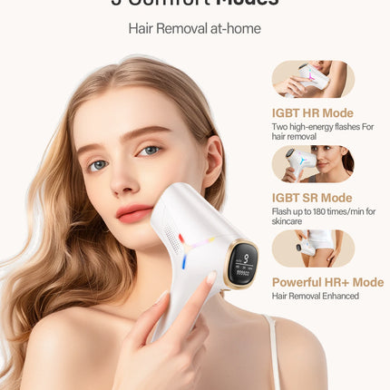 Laser Hair Removal IPL Device 999900 Flashes Dual Flashes Mode 3 Weeks Visible for Women Men Home Laser Quick Safe Treament